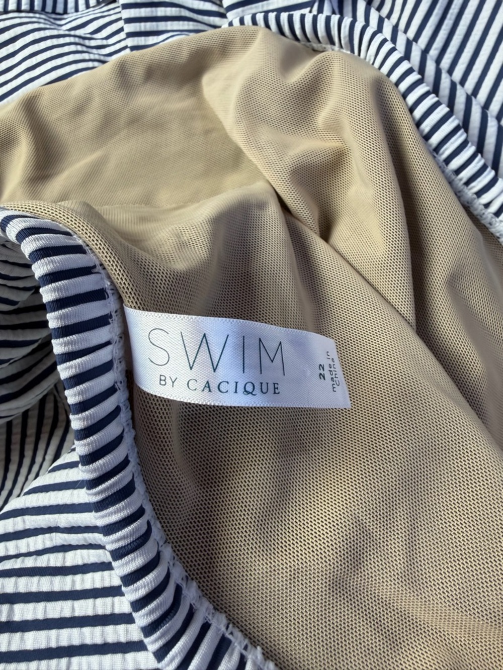 Swim by Cacique Striped Navy & White Two-Piece Skirt Set - Picture 9 of 14